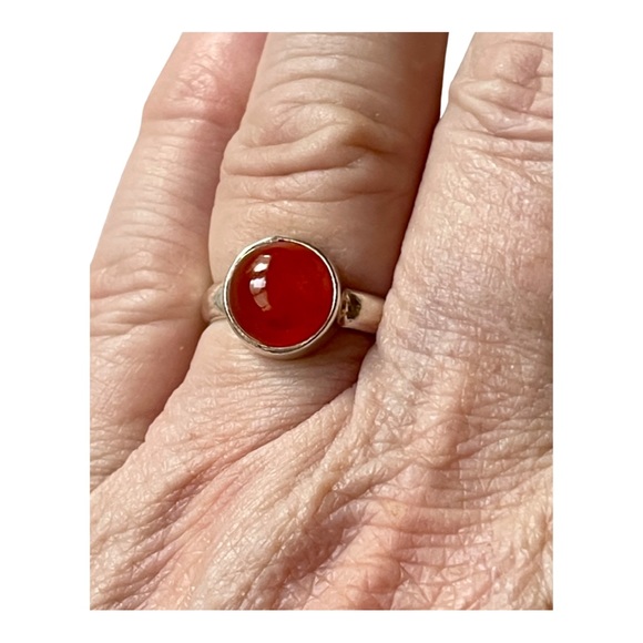 Orange Agate Ring—Visible Banding! 3ct-10mm stone! Very unusual and awesome! - Picture 5 of 11